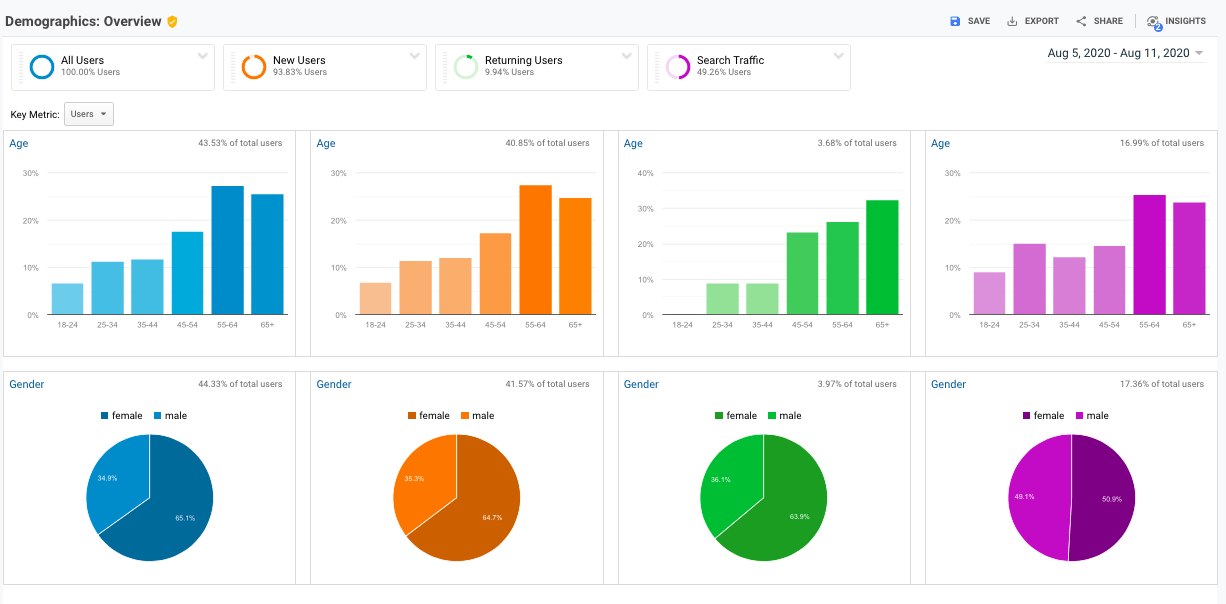 Google Analytics Audience Overview report