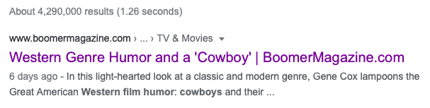 Western article on a SERP page